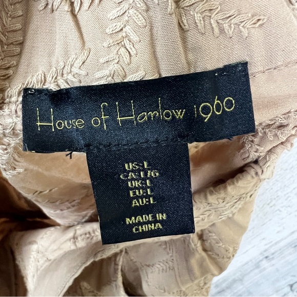 House of Harlow Embroidered Barrel Trouser Pants Womens L Palm Print Boho Resort - Picture 10 of 17